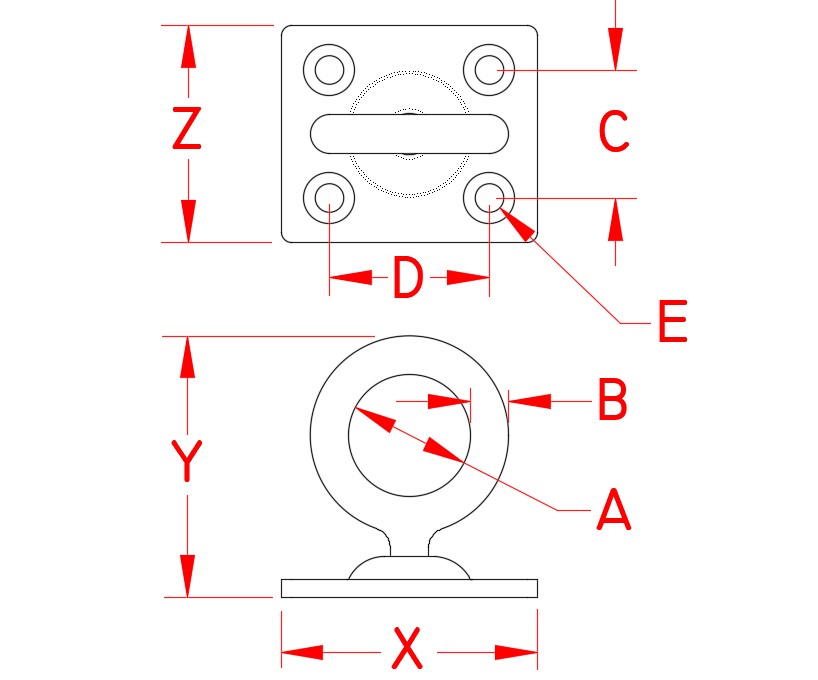 Stainless Steel Swivel Pad Eye, S3714-0005, S3714-0006, S3714-0008, Line Drawing Stainless Steel Swivel Pad Eye, S3714-0005, S3714-0006, S3714-0008, Line Drawing